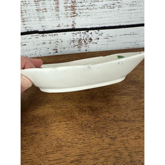 Vintage Napcoware Japan Single White Red Poinsettia Christmas Candy Dish - Picture 2 of 8